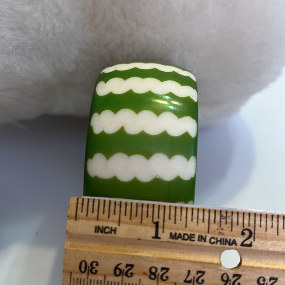 White & Green Wide Chunky Bangle Bracelet (Reminiscent of a Watermelon) - Picture 12 of 16